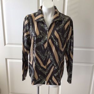 Misook animal print zip jacket.